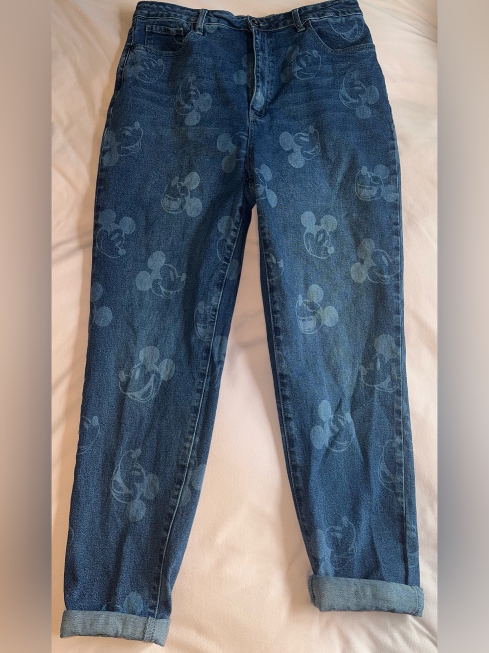 Her Universe Blue Mickey Print Mom Jeans - Picture 4 of 5